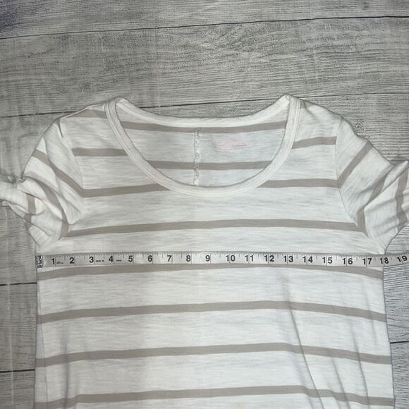 Vineyard Vines Anguilla Stripe Top White Tan Nautical Cotton 3/4 Sleeves Sz XS - Picture 5 of 8